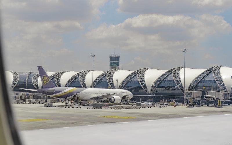 Suvarnabhumi Airport BKK terminal and aircraft